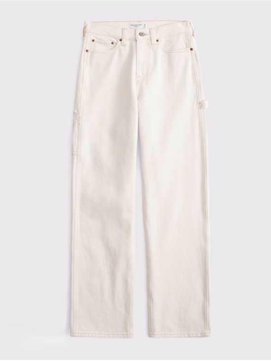 Abercrombie & Fitch Denim - Abercrombie & Fitch Curve Love Mid Rise Slouchy Jeans ecru carpenter wash 25